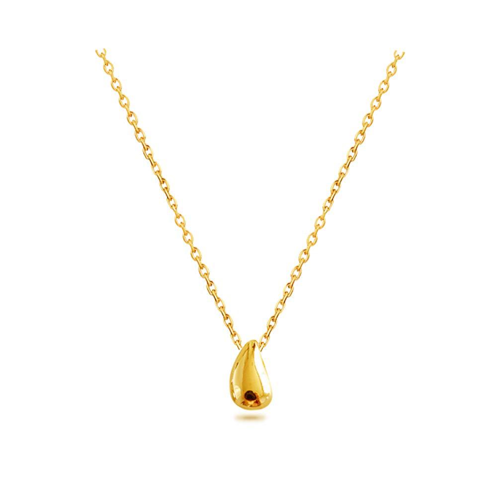Mini 18K Gold Colorfast Teardrop Necklace - Handmade Mirror Polished Water Drop Design золотой