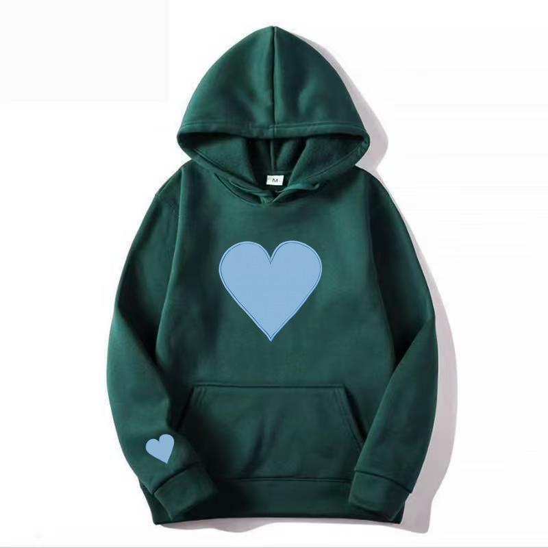 Heart-Shaped Valentine’s Day Loose Casual Couple Hoodie with Plus Velvet