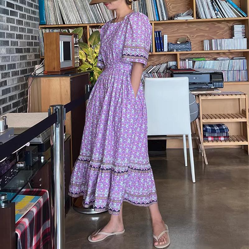 

ZANZEA Женское повседневное платье с квадратным вырезом, свободное, летнее, с рукавами до локтя, длинное 4XL фиолетовый