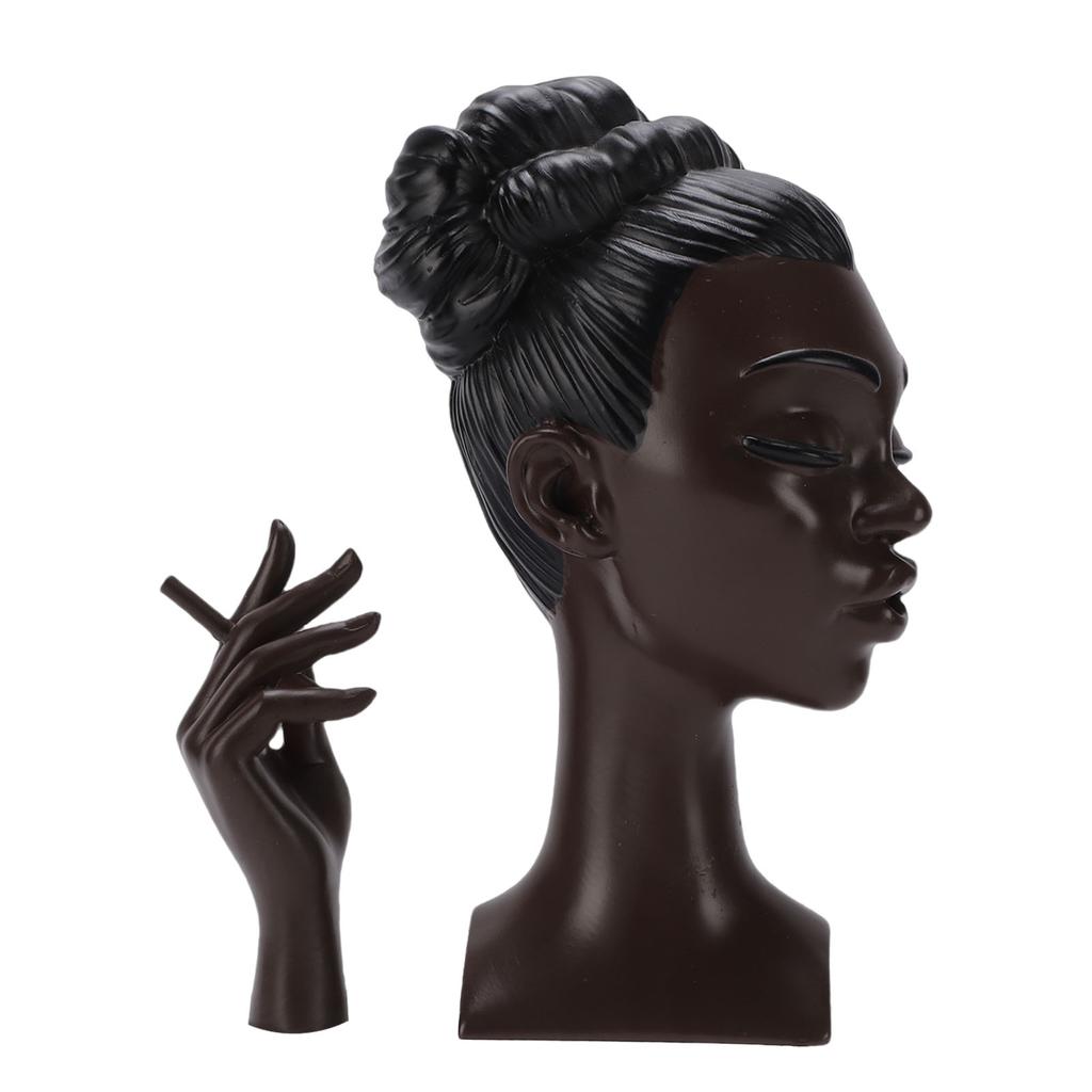 Head Scents Holder Funny Elegant Black Women Head Shaped Resin Home Office Desk Decor for Incense