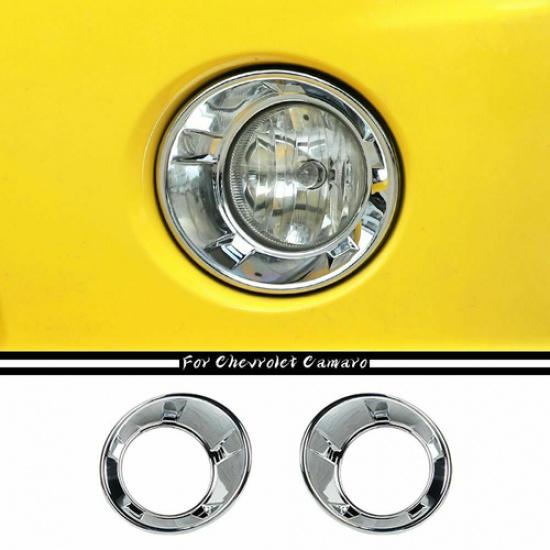 2PCS Chrome Front Fog Light Lamp Frame Cover Trim For Chevrolet Camaro 2010-2015
