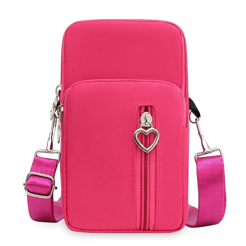 

Водонепроницаемая сумка для мобильного телефона, женская мини-сумка Oxford Crossbody, повседневная многослойная сумка на молнии, повседневная нейлоновая сумка для путешествий на открытом воздухе розовый