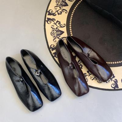 Chaussures Mary Jane pour femmes au design de niche 2025 nouvel automne version coréenne rétro bout carré souple plates marron chaussures simples