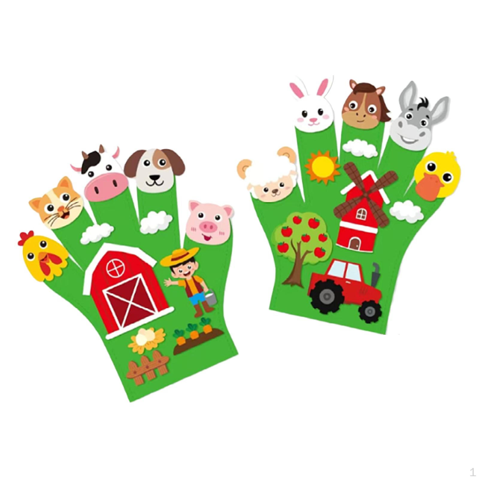 

2 шт. куклы-марионетки из фетра с изображением животных, игрушки-марионетки с изображением животных, ролевая игра, рассказывание историй своими руками Farm theme