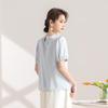 Qianbainian Women's Elegant Loose Fit Puff-Sleeve T-Shirt