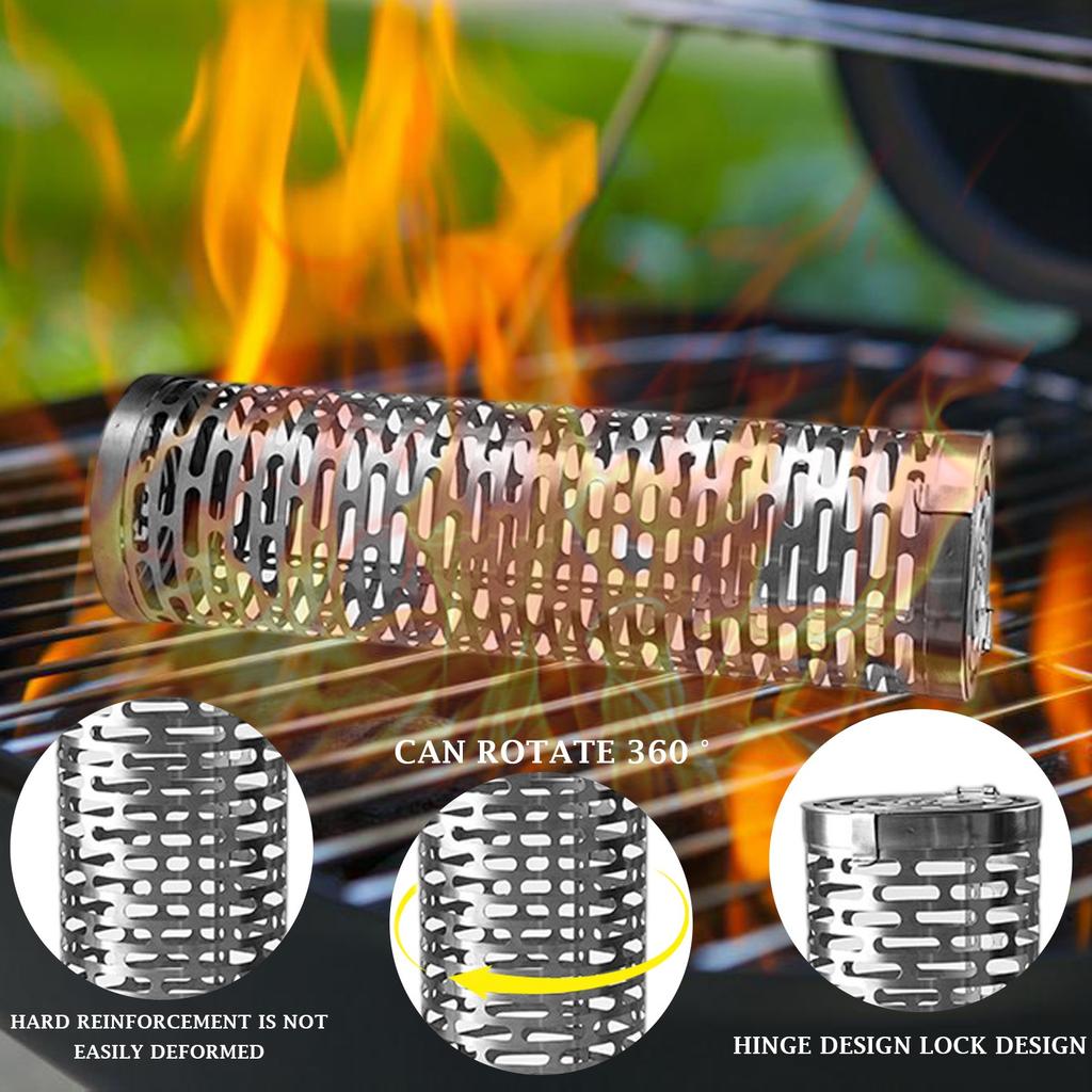 Panier Rotatif pour Grill BBQ en Acier Inoxydable 304 Tambour Roulant Pour Rôtissage et Grillade en Plein Air