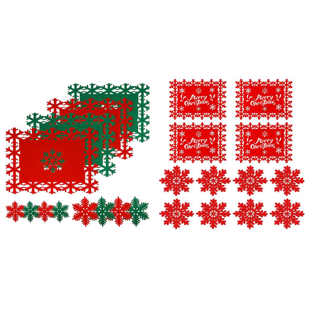 Set of 12 Christmas Felt Placemats Heat Resistant Table Mats for Holiday Dining Kitchen Food Bowl Mats Pads for Home