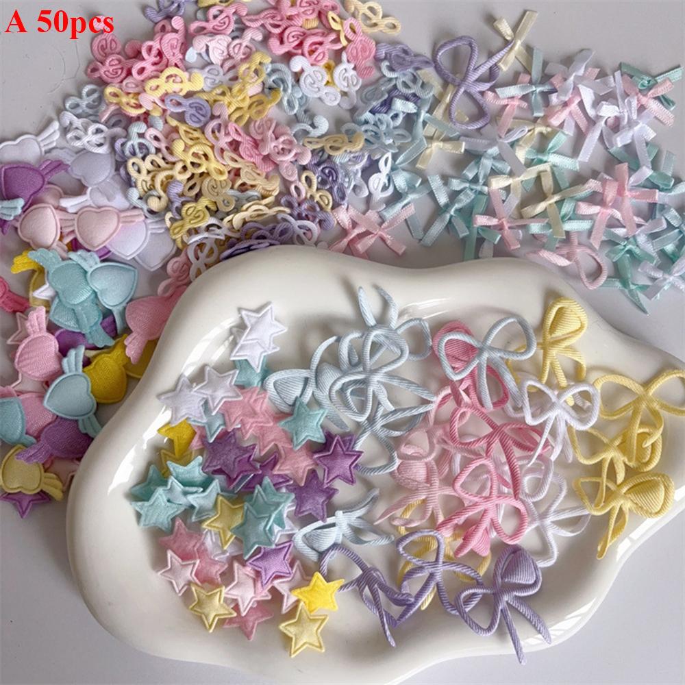 

50Pcs Mix Card Cover Decoration Bow Heart-shaped Star Note Packaging Material Photocard Holder Making Doll Decor Accessories