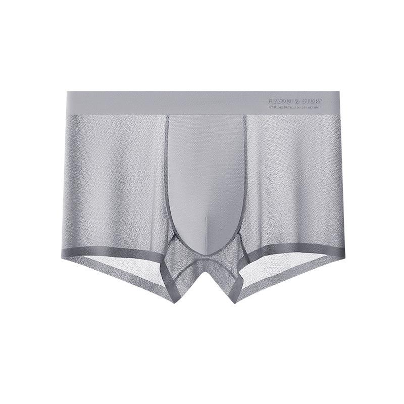 Men's  Ice Silk Underwear Four Cornered Pants Mid Waist Flat Corner Oversized Breathable Shorts Summer