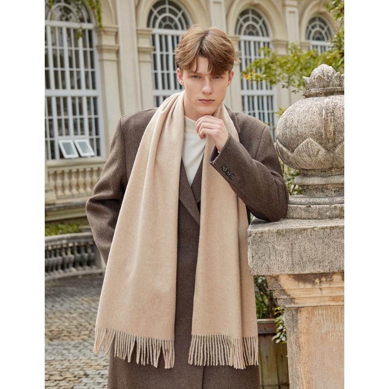 Wool Scarf Men's Autumn and Winter Cashmere Scarf Women's Winter High End Versatile New Solid Color Men's Scarf