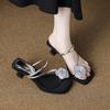 Fashion Women's Slippers Fashion Flower High Heels 2025 Summer New Thick Heel Women's Sandals Luxury Elegant Slippers Sandalias De Mujer