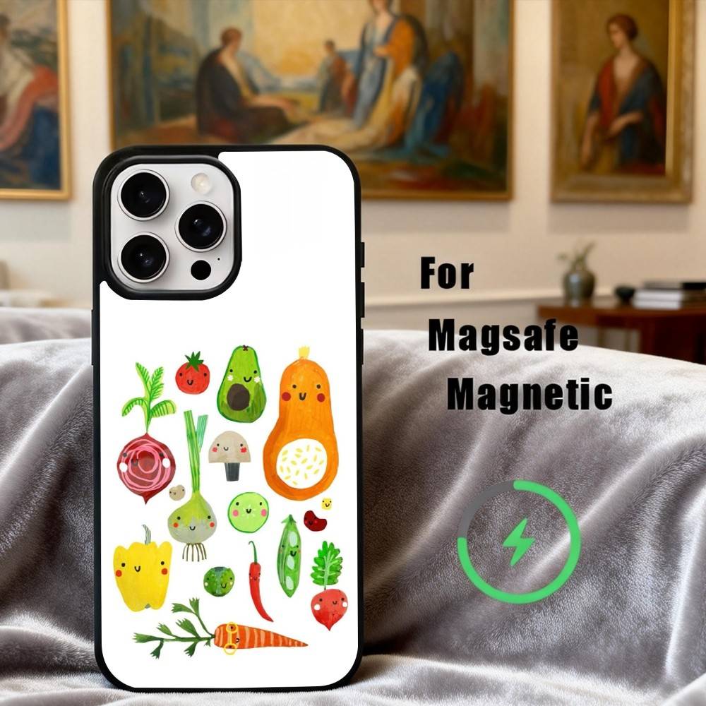 

INS CUTE Organic Vegetable Phone Case For iPhone17,16,15,14,13,12,11 Plus,Pro Max Magnetic For Magsafe Wireless Charging iPhone11PRO