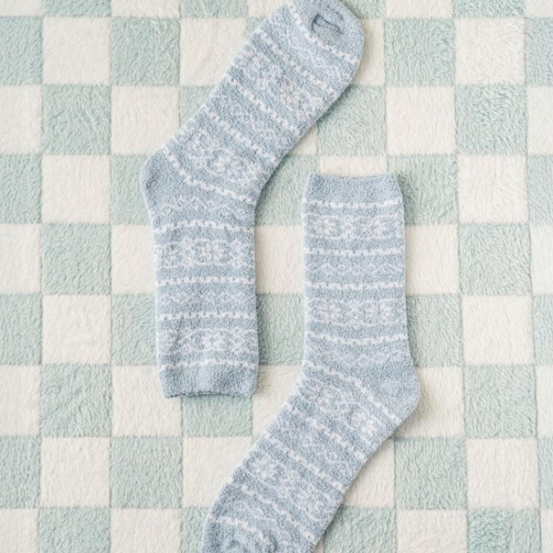 Monfoot Mens Snowflake Point Sleep Socks Blue