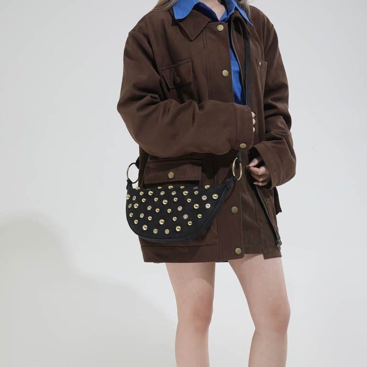 Rivet crescent bag women's metal decoration underarm bag