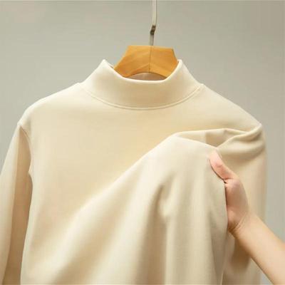Men's Trendy Black Long-Sleeve Half-High Collar Shirt for Autumn and Winter