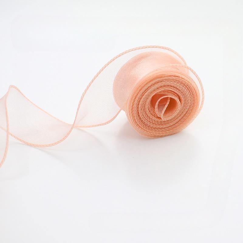 10 yards Rotolo di nastro di organza di colore pieno con bordo ondulato a coda di pesce per bouquet di fiori, regali, confezioni, decorazioni per feste di nozze