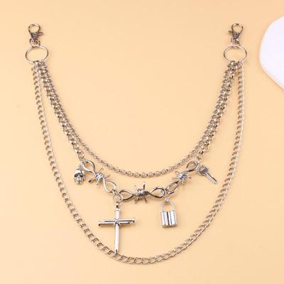 Unisex Punk Hip-Hop Multi-Layer Padlock Waist Chain
