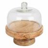 Mango Wood Cake Stand with Glass Dome