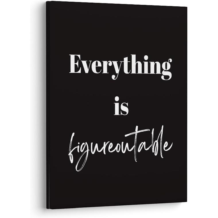 XWELLDAN Everything is Figureoutable Sign Wall Art Decor, pirational Motivational Art for Office, 11x14, Framed (Navy Blue) 14 L x 11 W чёрный