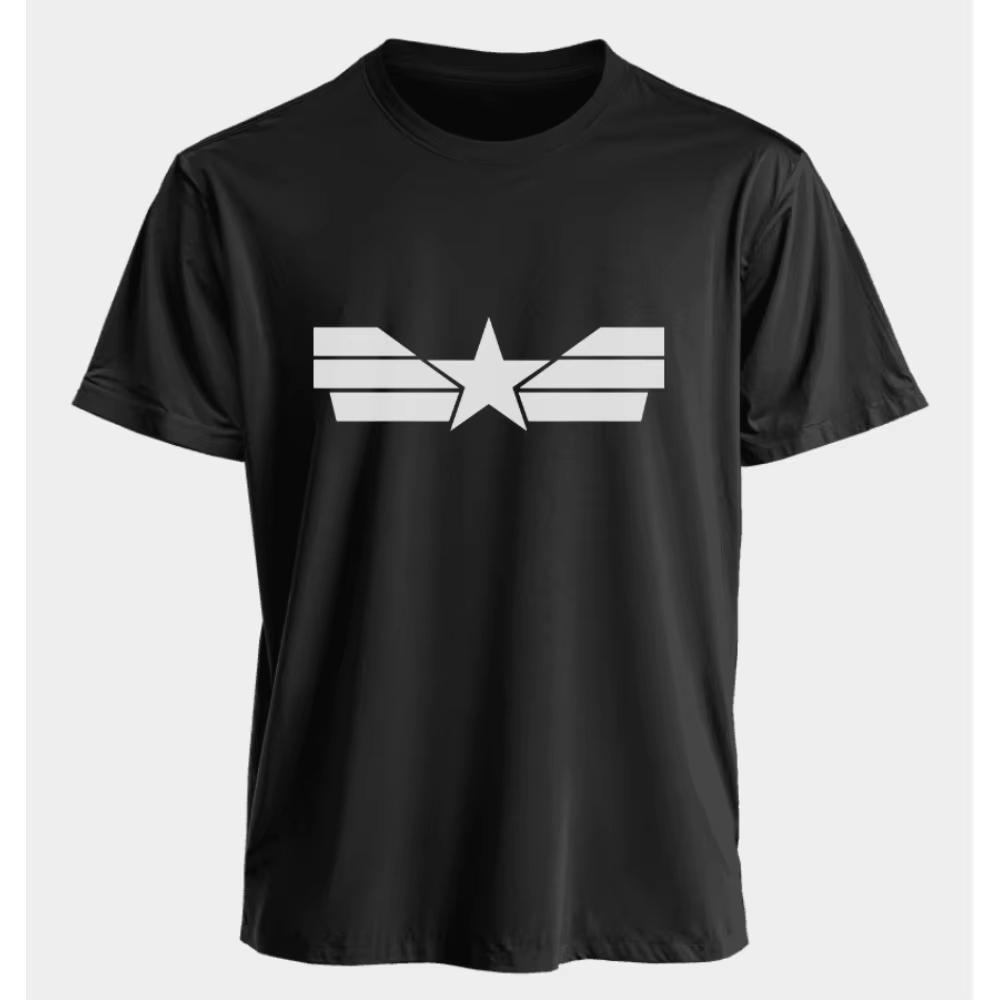 

Marvel Mens and Womens Tshirts Captain America Summer American Spring and Autumn Basic Loose Sporty Oversized Shortsleeved M