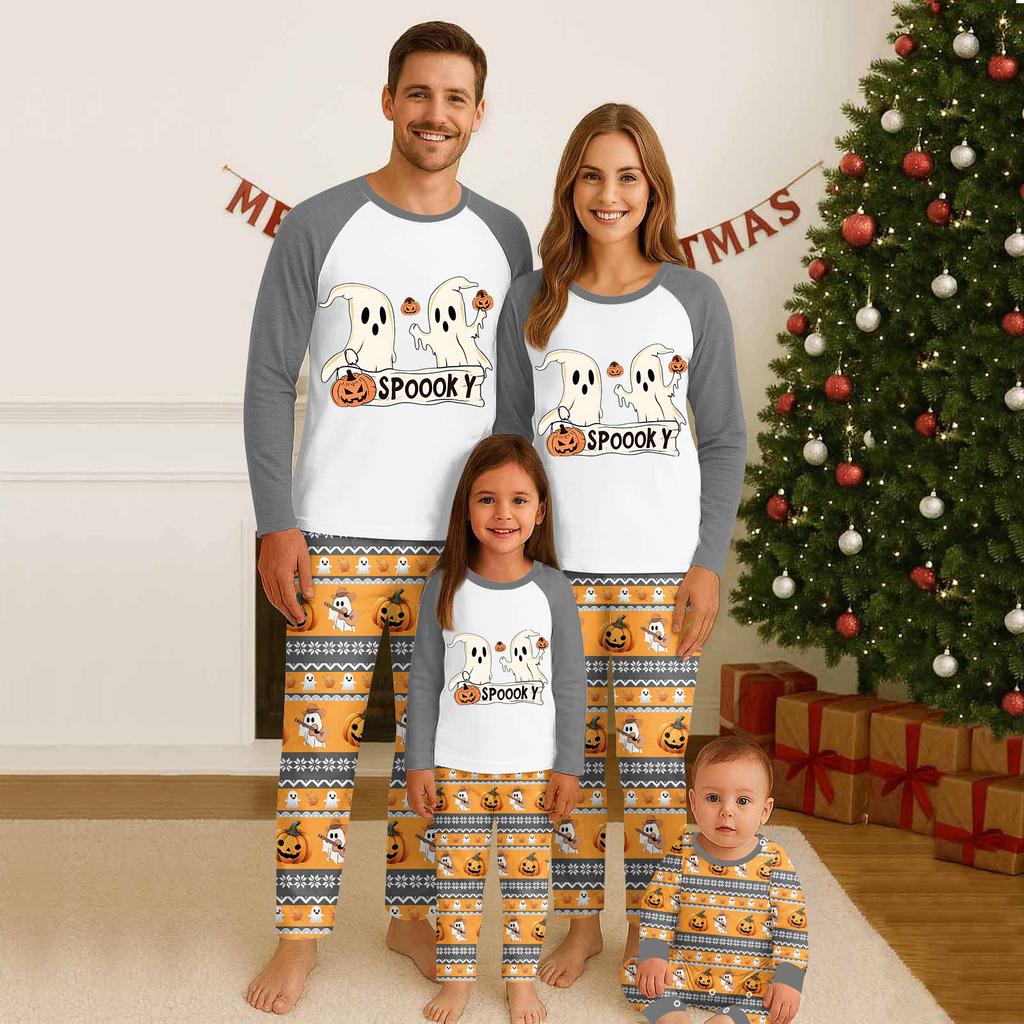 Familie Matchende Sett Pyjamas, Loungewear Antrekk, Familie Matchende Langermet Topp+Bukse Sett