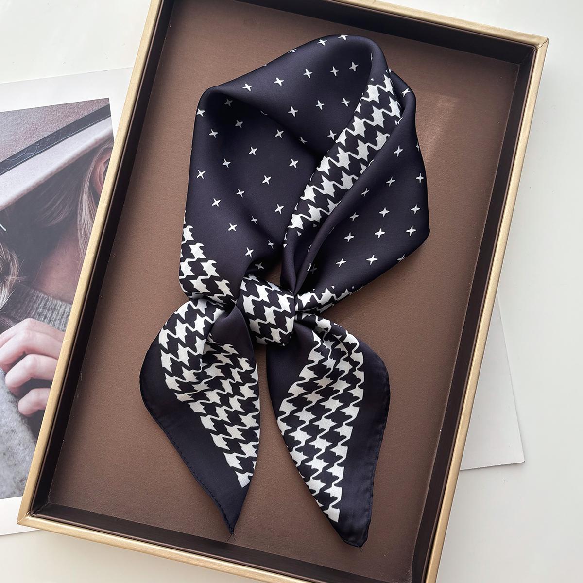 

Design Print Dot Square Scarf Silk Feeling Neckerchief Bandana Women Shawl Scarves Wrap Head Kerchief Hair Band Ties 70x70cm