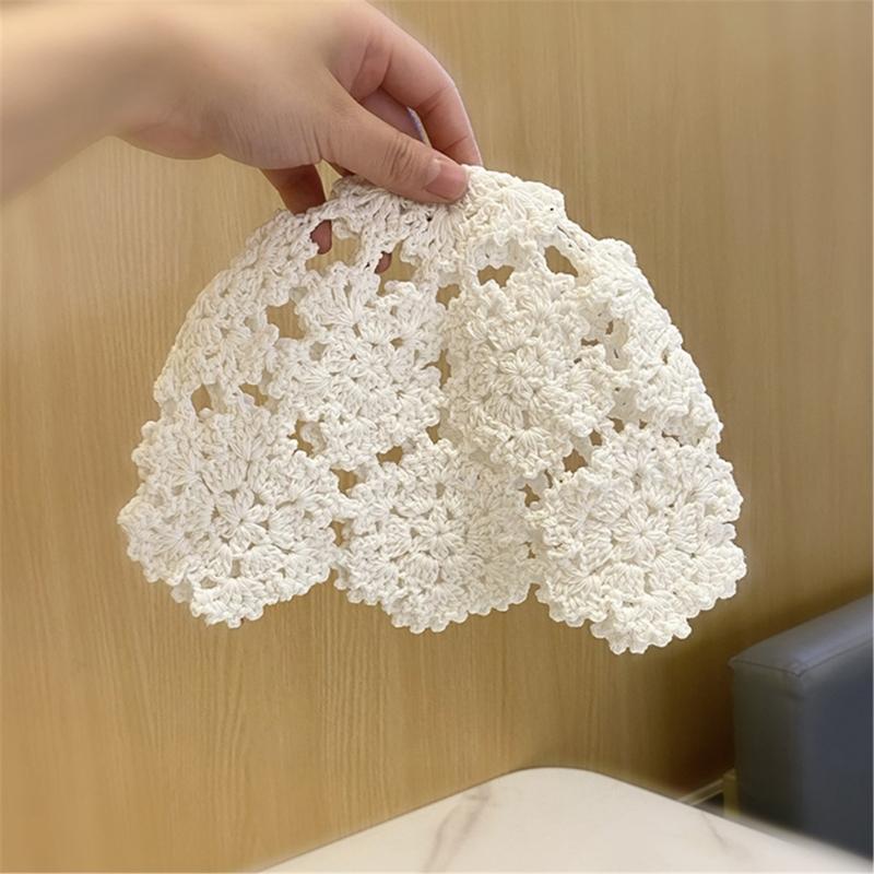 Fashion Hollowed Skull Hat Handmade Crochet Beanies Hat Flower Pattern Pullover Hat for Women Girl Various Occasion