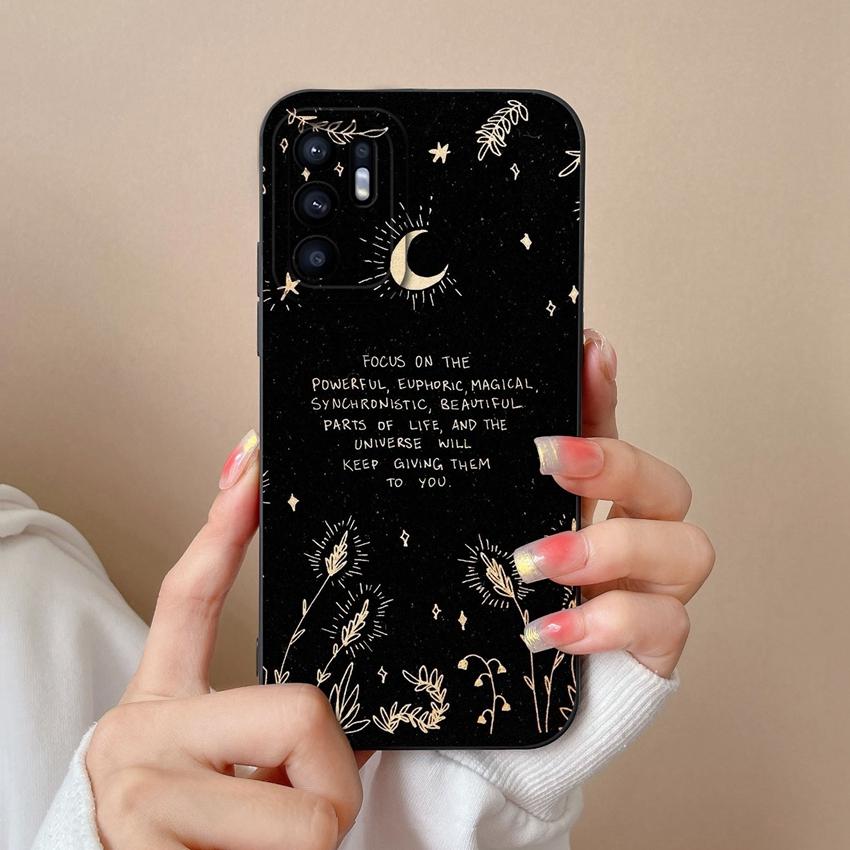 For Oppo Reno6 7 8 10 Pro Lite 6z 7z 8z Phone Cover Fashion Oil Painting Black Cat Patterns Soft Casing Screen Protector Anti Slip Shell For Oppo Case
