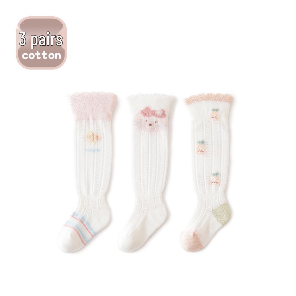 Spring & Summer Baby Knee-High Thin Mesh Cartoon Cat Socks | Newborn & Children's Antibacterial Over-the-Knee Socks