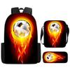 Youth Football Player Print Backpack School Kids Large Capacity Dual-Shoulder Bag Breathable Lightweight Unisex Oxford