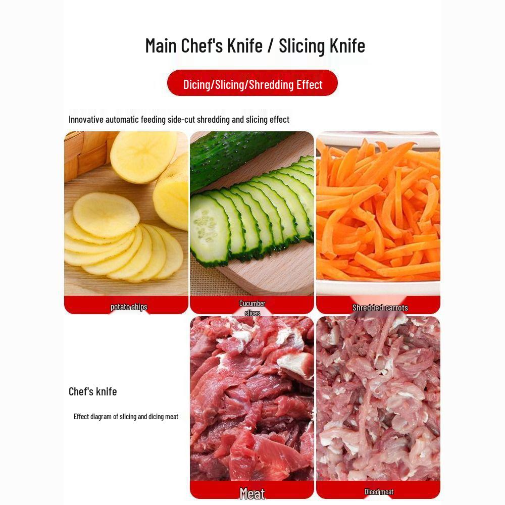 Electric Meat Slicer Shredder & Automatic Vegetable Cutter - Stainless Steel Household Grinder for Fresh Meat, Chicken Strips
