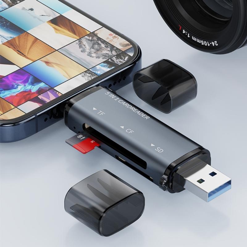 Universal USB C Card Reader Aluminum Alloy Adapter Compatibles TF Cards Up To 1TB Storage Support