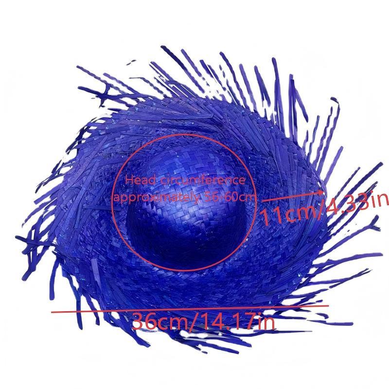Trendy Beach Sunscreen Hat Unisex Frayed Brim Woven Straw Sun Hat Outdoor Travel Pool Party Colorful Straw Hats
