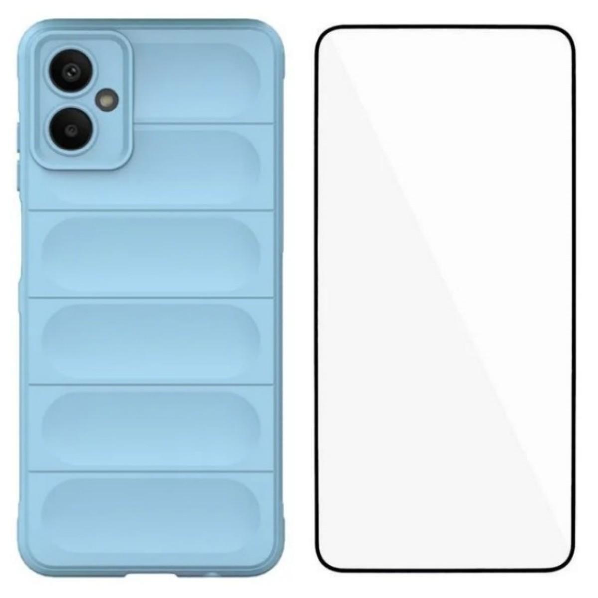 

For Samsung Galaxy A06 5G TPU Case WANLONFENG HD Series Anti Slip Phone Cover with Tempered Glass E