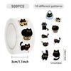 500pcs/roll Cartoon Black Cat Stickers Funny Black Kitten Laptop Stickers Cat Decals For Scrapbooking Journal Envelope Sealing