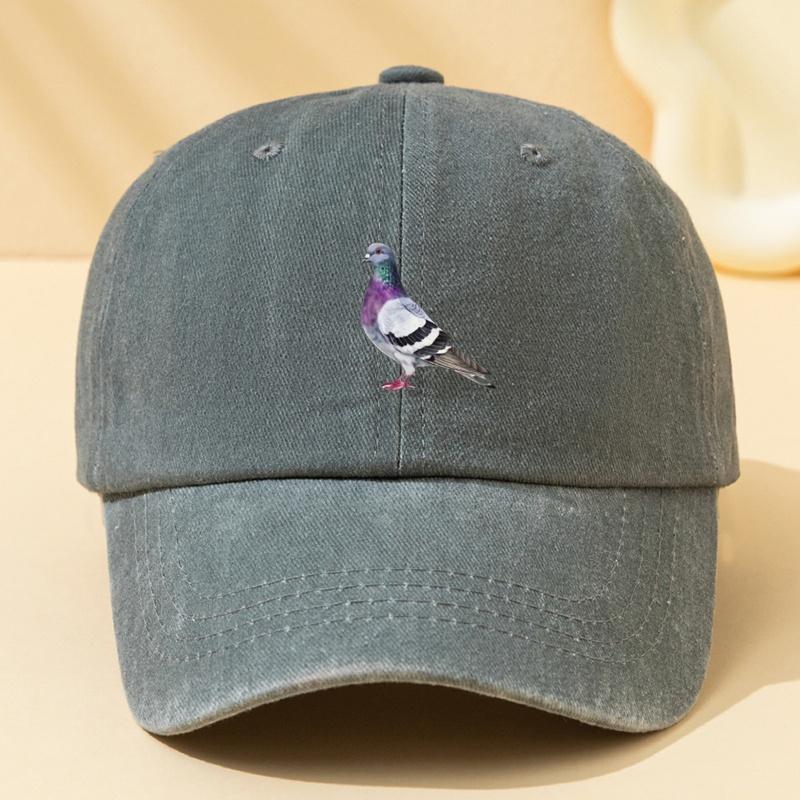 A Unisex Fashion Baseball Cap with Pigeon Print a Classic Retro Washed Outdoor Lightweight Curved Brim Cap Suitable for Outdoo