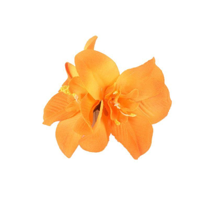 Double Flower Orchid Hair Clip Big Chiffon Artificial Flower Hair Clip Beach Wedding Party Flower Hair Accessories for Women