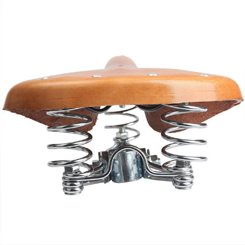 Lishi Vintage Leather Bicycle Saddle with Triple Springs