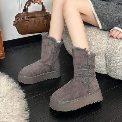 Damenpelz eine dicke Sohle erhöhend Winter leichte warme Schneestiefel rutschfest verschleißfest lässige Sport-Baumwollstiefel
