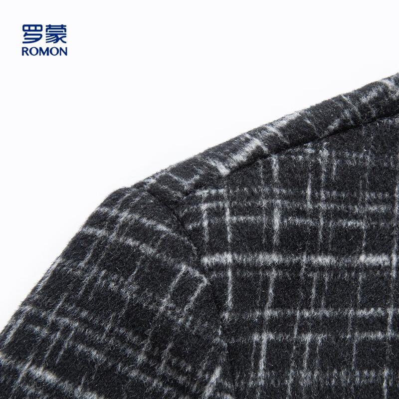 ROMON Men's Plaid Mid-length Double-sided Wool Coat