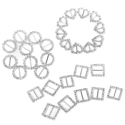 10 Stücke Herz Runde Quadratische Form Band Schnalle Schieber für DIY Handwerk Karte Einladung (Silber)
