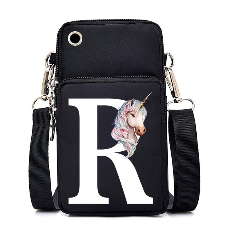 Unicorn Unicorn Letter Printing Black Oblique Span Bag Casual Portable Multi-Function Mobile Phone Bag