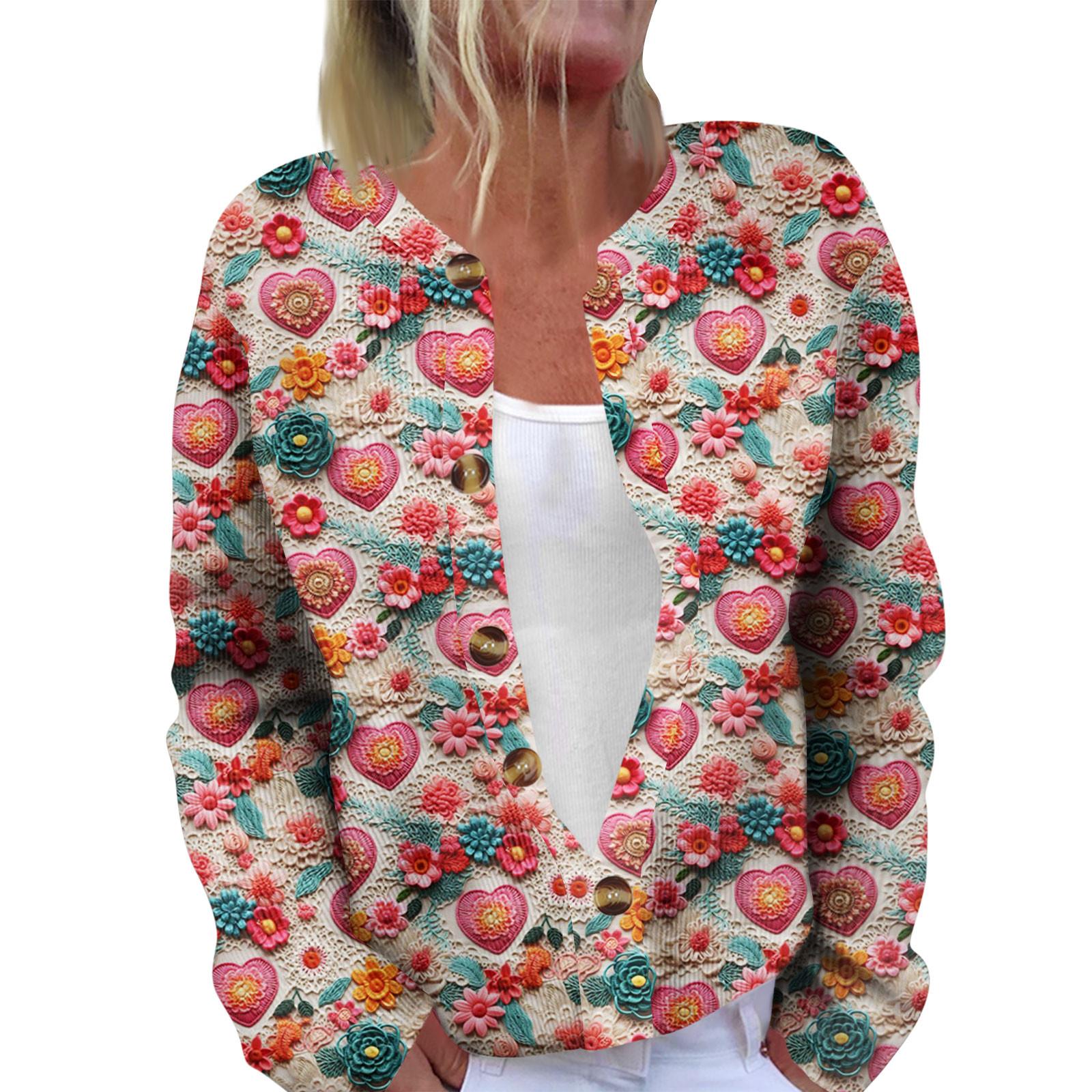 

Модный женский кардиган с длинными рукавами и принтом ко Дню святого Валентина M винный