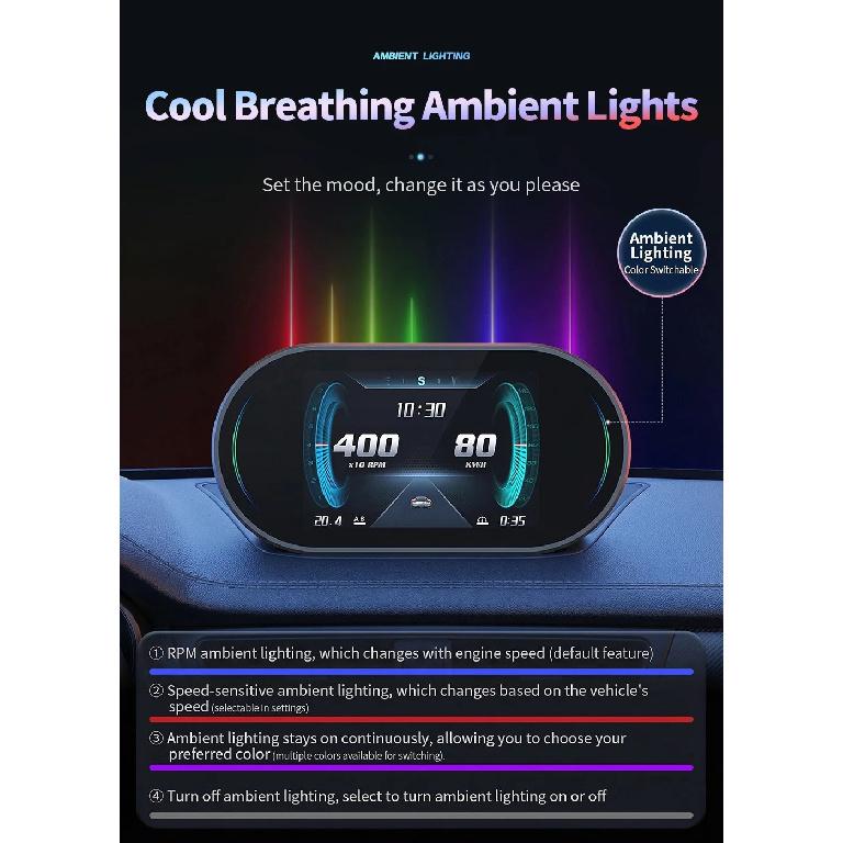 Auto Lcd Cluster OBD2 meter Multi Digital Head Up Display GPS Speed Water Temp Turbo Fuel Consumption Car Accessories HUD P27