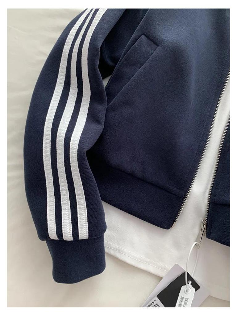 Women's Petite Three-Stripe Baseball Jacket - Spring/Autumn 2025 Korean Style