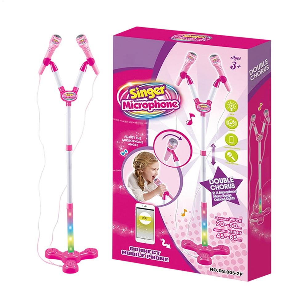 Multi-in-One Microphone Toy Girl Toy Dual Microphone Kids Portable Children Karaoke Electronic Party Microphone Singing Set розовый