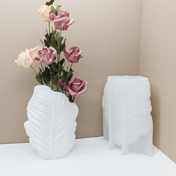 Realistic Leaf Pattern Flowerpot Molds Cements Mould Silicone Material for Vase