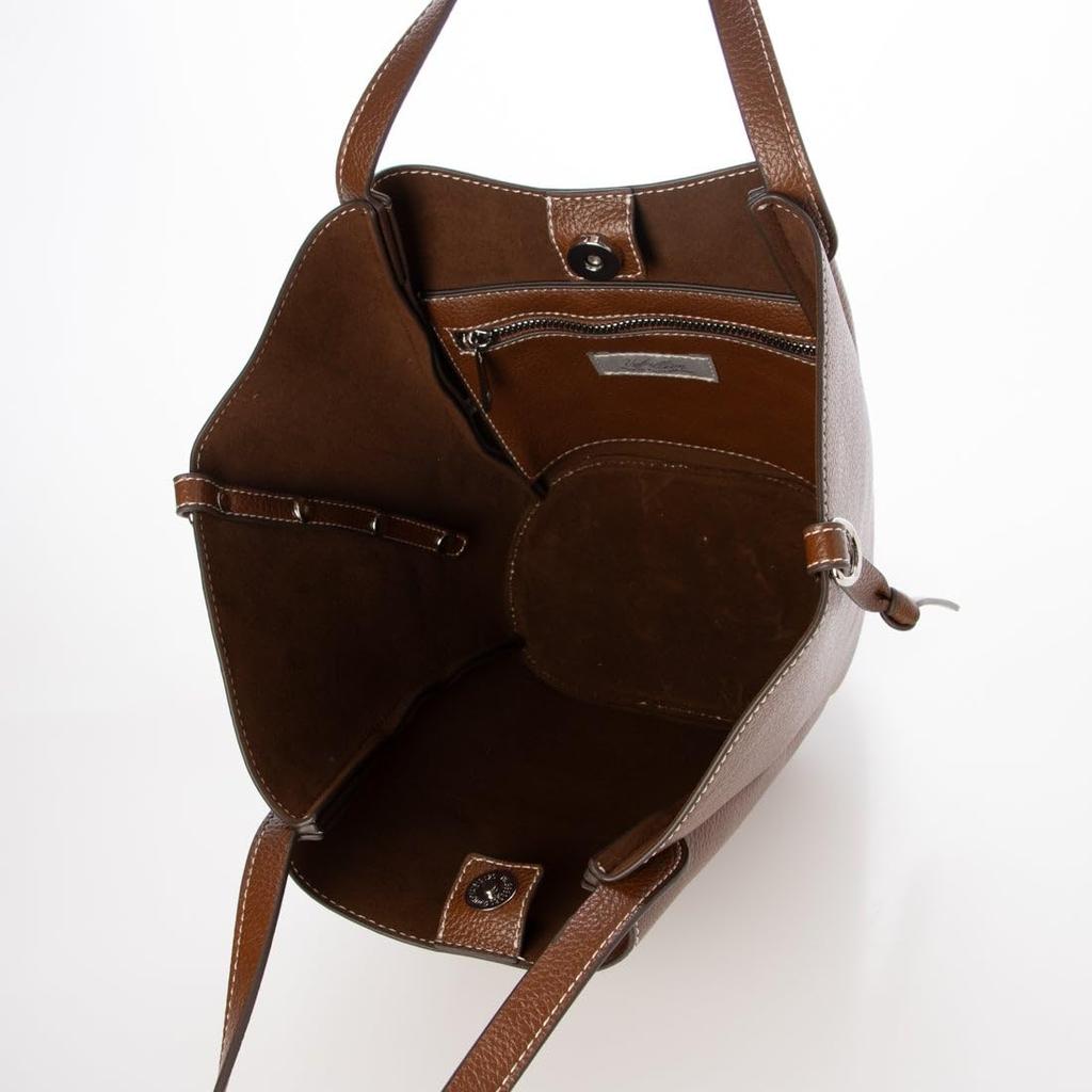 Textured synthetic leather bucket tote bag