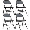 Folding Chairs, Set of 4, Steel Frame, 45 X 46 X 78 Cm, Grey