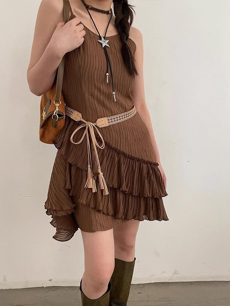 Braided Hollowed-Out Ethnic Belt New Bohemian Accessories Thin Leather Belt With Skirt High-End Sense Of Versatile